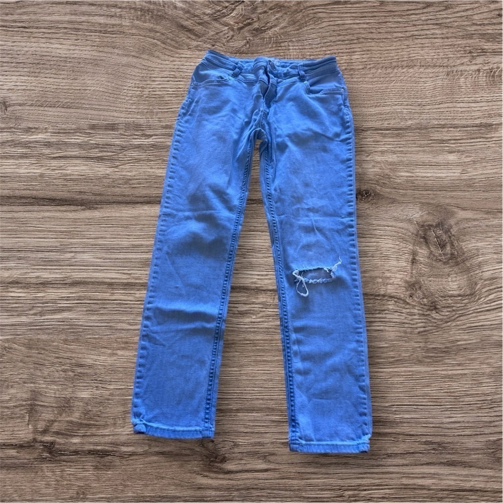 Free people jenas light Blue Distressed Jeans size 29 W pocket zipper